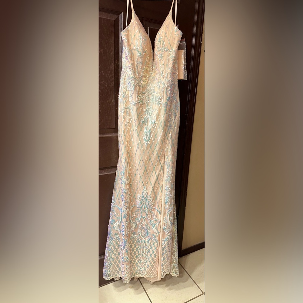 Coya Collection Sequin Long Gown Spaghetti Strap Dress XL NWT